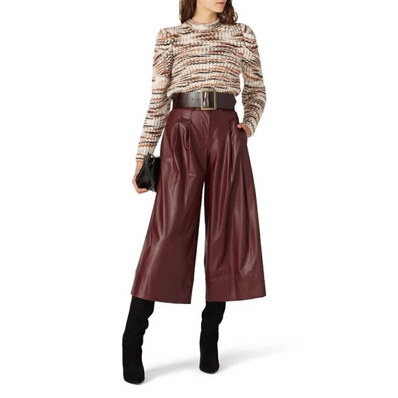 Nicholas Faux Leather Sofia Culottes Red Womens Size 8 - Picture 1 of 15